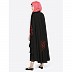 Designer Kaftan abaya with embroidery work-Black and Red